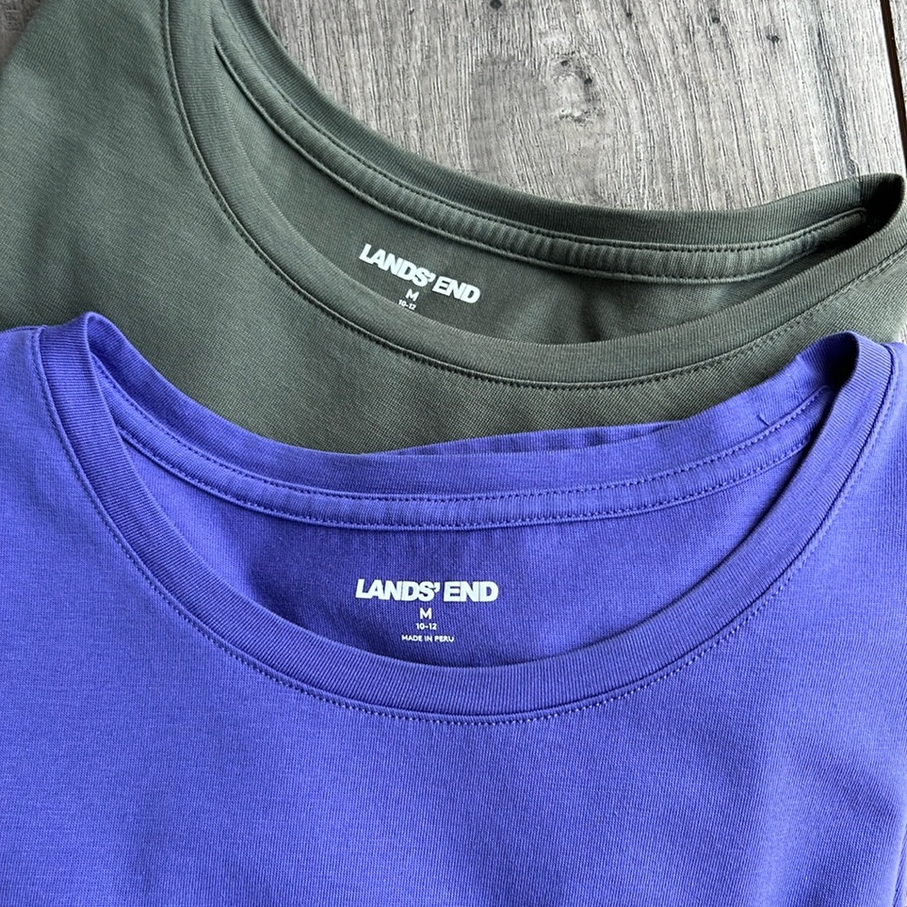 Lands' End Women's Long Sleeve thin lightweight Tunics 2 Medium purple and green